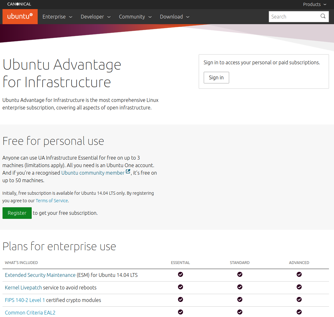 ubuntu.com/advantage